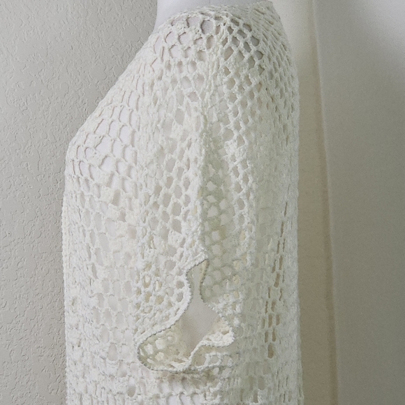 POL Womens Knit Crochet Cardigan W Fringe Sz L, Boho,Hippie,Festival - Picture 5 of 10